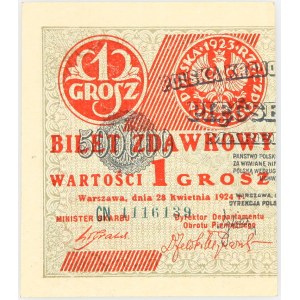 Polska, II Rzeczpospolita 1919 - 1939, 1 GROSZ, 28.04.1924, seria CN, Warszawa.