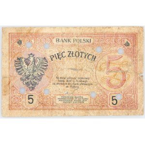 Polska, II Rzeczpospolita 1919 - 1939, 5 ZŁOTYCH 28.02.1919, FAŁSZERSTWO.