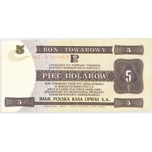 PRL 1944 - 1989, Bon Pekao, 5 dolarów, 1.10.1979, seria HE, Warszawa.