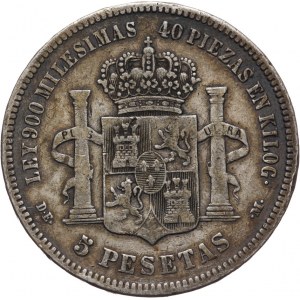 Hiszpania, Alfons XII 1874-1885, 5 pesetów 1876 M, Madryt