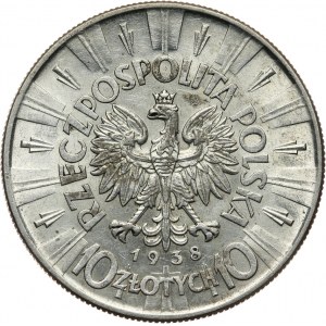 Polska, II Rzeczpospolita, 10 złotych 1938, Józef Piłsudski, Warszawa