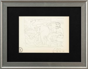 Pablo PICASSO (1881 - 1973), Rzeźbiarz odpoczywający przed końmi i bykiem, z cyklu: „Apartament Vollarda”