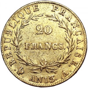 Napoleonic Medals and Coins, 20 Francs An. 13 1804-1805, A Paris