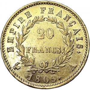 Napoleonic Medals and Coins, 20 Francs 1809, A Paris