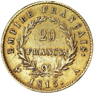Napoleonic Medals and Coins, 20 Francs 1815, A Paris