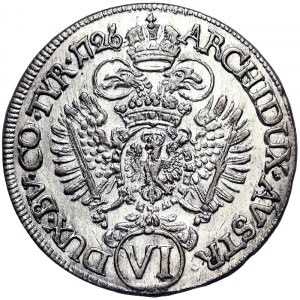 Austria, Charles VI, VI Kreuzer 1726, Hall
