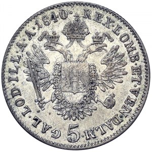 Austria, Ferdinand I, 5 Kreuzer 1840, Prague