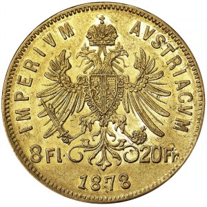 Austria, Franz Joseph I, 8 Gulden (20 Francs) 1878, Vienna