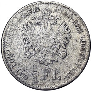 Austria, Franz Joseph I, 1/4 Gulden 1862, Kremnitz
