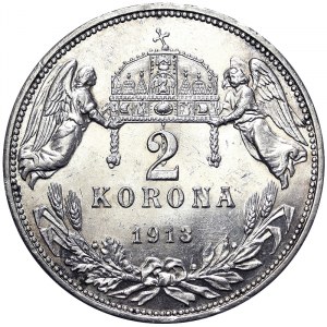 Austria, Franz Joseph I, 2 Korona 1913, Kremnitz