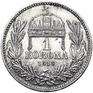 Austria, Franz Joseph I, 1 Korona 1916, Kremnitz