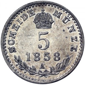 Austria, Franz Joseph I, 5 Kreuzer 1858, Vienna