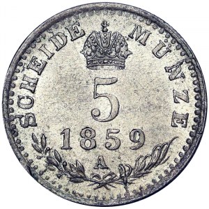 Austria, Franz Joseph I, 5 Kreuzer 1859, Vienna