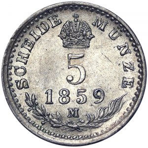 Austria, Franz Joseph I, 5 Kreuzer 1859, Milan