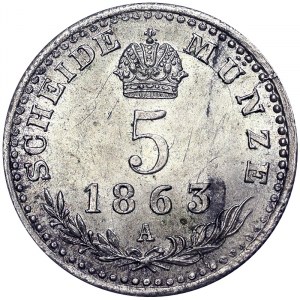 Austria, Franz Joseph I, 5 Kreuzer 1863, Vienna