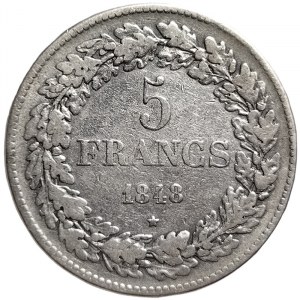 Belgium, Leopold I, 5 Francs 1848, Brussels