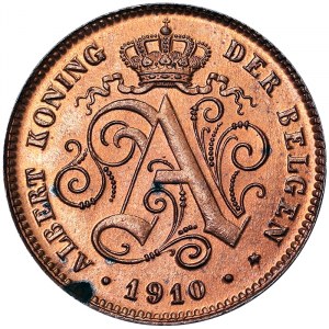 Belgium, Albert I, 2 Centimes 1910