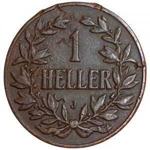 GERMAN EAST AFRICA, Wilhelm II, 1 Heller 1905, J Hamburg