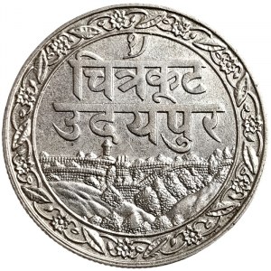 India, Mewar, Fateh Singh, 1 Rupee 1928, Calcutta