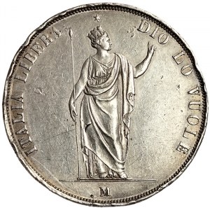 Milan, Lombardy, Provisional Government, 5 Lire 1848