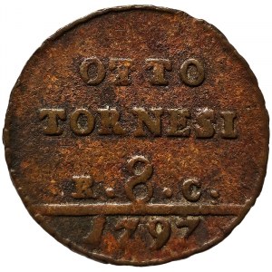 Naples, Ferdinando IV of Borbone 1st Period, 8 Tornesi 1797