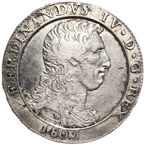 Naples, Ferdinando IV of Borbone 2nd Period, Piastra da 120 Grana 1805