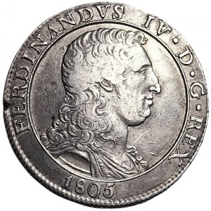 Naples, Ferdinando IV of Borbone 2nd Period, Piastra da 120 Grana 1805