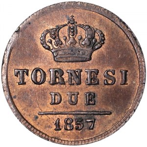 Naples, Ferdinando II of Borbone, 2 Tornesi 1857