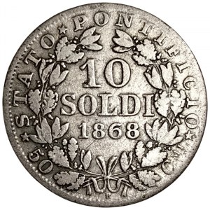 Rome (Papal State), Pio IX, 10 Soldi 1868