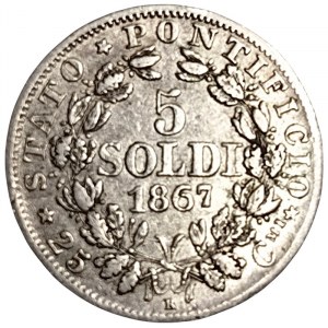 Rome (Papal State), Pio IX, 5 Soldi 1867