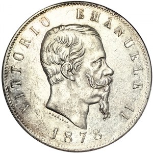 Kingdom of Italy, Vittorio Emanuele II, 5 Lire 1878, Rome