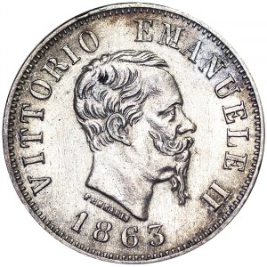Kingdom of Italy, Vittorio Emanuele II, 50 Centesimi 1863, Milan