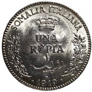 Italian Somalia, Vittorio Emanuele III, 1 Rupia 1919, Rome