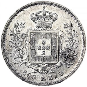 Portugal, Carlos I, 500 Reis 1891