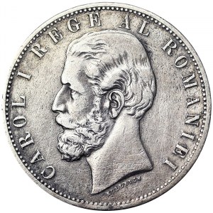 Romania, Carol I as Prince as King, 5 Lei 1881, Bucharest