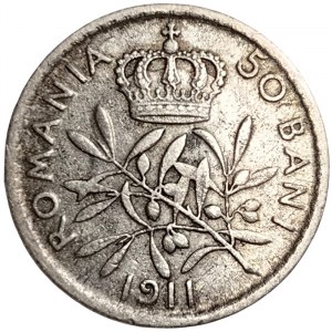 Romania, Carol I as Prince as King, 50 Bani 1911, Bucharest