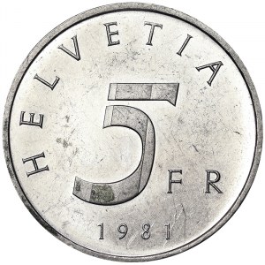Switzerland, 5 Francs 1981, Bern