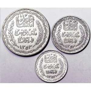 Tunisia, Ahmad II, Lot 3 pcs.