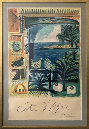 Pablo Picasso (1881 - 1973), Cote d'Azur - Lazurowe Wybrzeże - kultowy plakat litograficzny vintage - 1962
