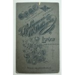 Fotografia kartonikowa CDV - Mężczyzna w stroju sokolim na koniu- J.Bahrynowicz Lwów [Towarzysto Gimnastyczne Sokół, hippika, patryjotyk]