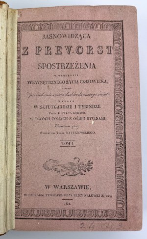 KERNER Justyn - The clairvoyant of Prevorst - Warsaw 1832 [mysticism, spirituality].