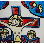 PĘKSOWA Ewelina (1923-2015) - Jezus na krzyżu - Obraz na szkle [sztuka podhalańska, Zakopane]