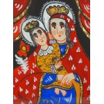 PĘKSOWA Ewelina 1923-2015 - Matka Boska z dzieciątkiem - Obraz na szkle [sztuka podhalańska, Zakopane]