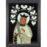 WALCZAK-BANIECKI Władysław (1934-2011) - Saint Catherine of Alexandria - Painting on glass [Podhale art, Zakopane].