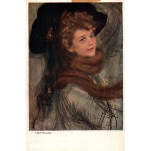 POCZTÓWKA MALARSTWO POLSKIE Axentowicz - Portret kobiety