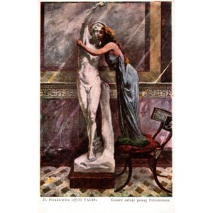 POLISH PAINTING PICTURE Piotr Stachiewicz - Eunice kisses the statue of Petronius