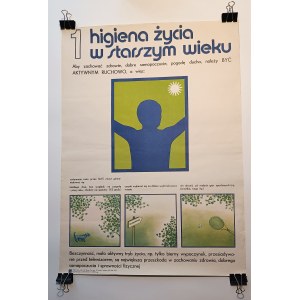PLAKAT PRL - HIGIENA ŻYCIA W STARSZYM WIEKU