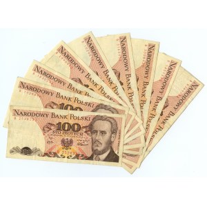 100 złotych 1975 - seria B - zestaw 10 sztuk