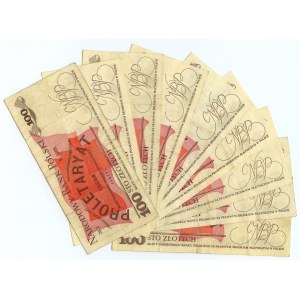 100 złotych 1975 - seria B - zestaw 10 sztuk