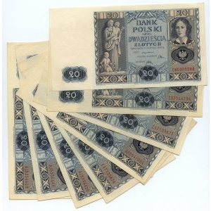 20 zloty 1936 - various series - set of 8 banknotes